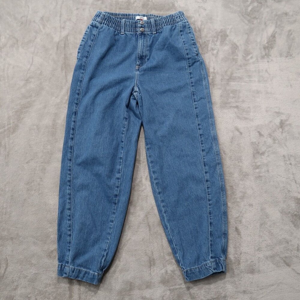 Tommy Hilfiger Jeans Womens 8 Blue Paper Bag Balloon Baggy Elastic Waist Tapered